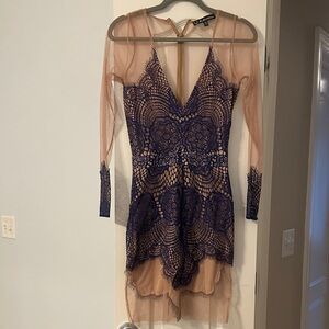 For Love And Lemons Sheer Pink and Blue Dress